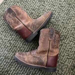 Toddler boys sz 7 kids leather cowboy boots with zipper by SMOKY